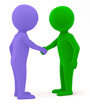 Zwei Menschen schütteln sich die Hand; Icon; Unternehmenskultur